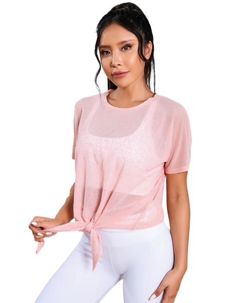 

knot hem sheer sports tee y2hm#, Gray