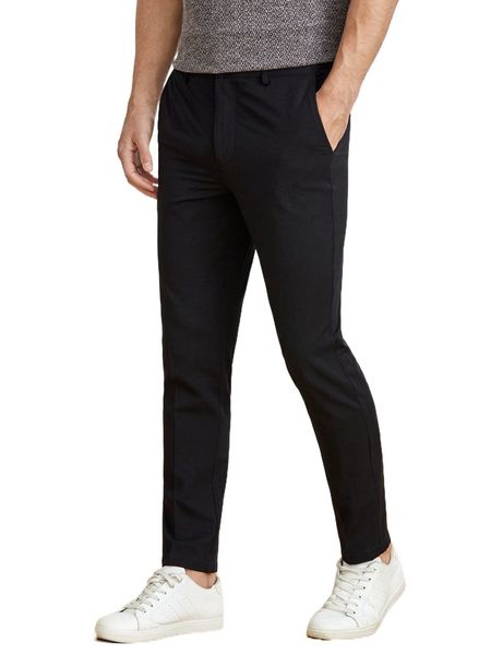

men slant pockets tapered pants 50gs#, Black