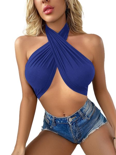 

tie back wrap halter z1q6#, White
