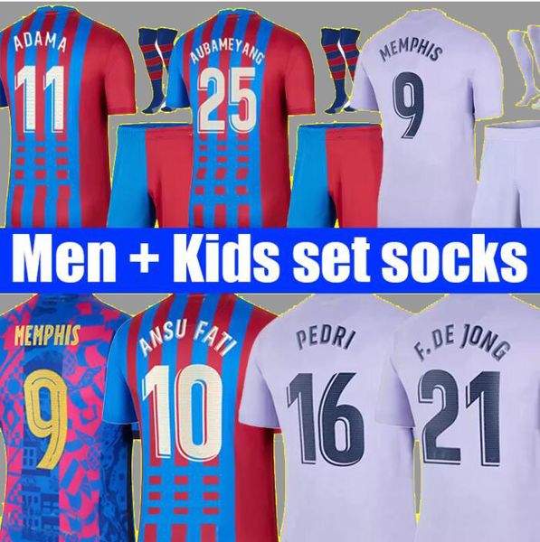 

camisetas de football barcelona memphis pedri adama auba soccer jersey ferran home away 21 22 ansu fati 2021 2022 f. de jong dest davi alves, Black;yellow