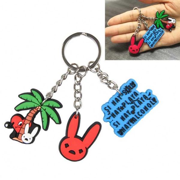 

2022 new bad bunny wholesale luxury plastic with mini box 2d 3d soft rubber pvc shoes sneaker keychain, White;pink