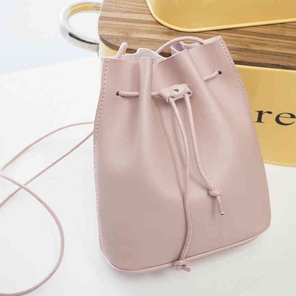 

2019 korean version simple drawstring buckle bag mini bucket candy single shoulder women's diagonal