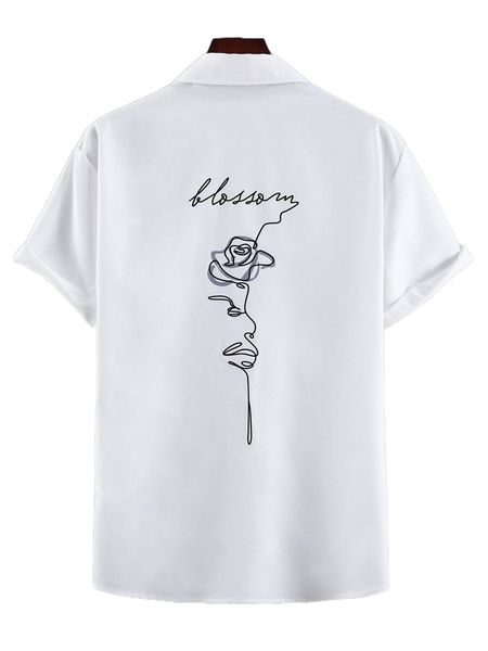 

men 1pc floral & letter graphic shirt r8ok#, White;black