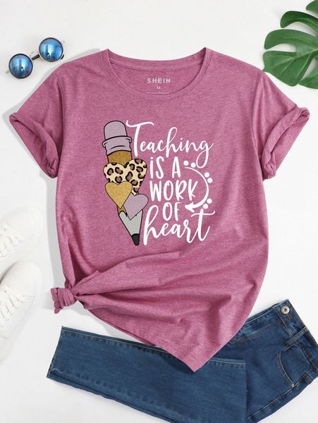 

slogan and heart print tee 76iw#, White