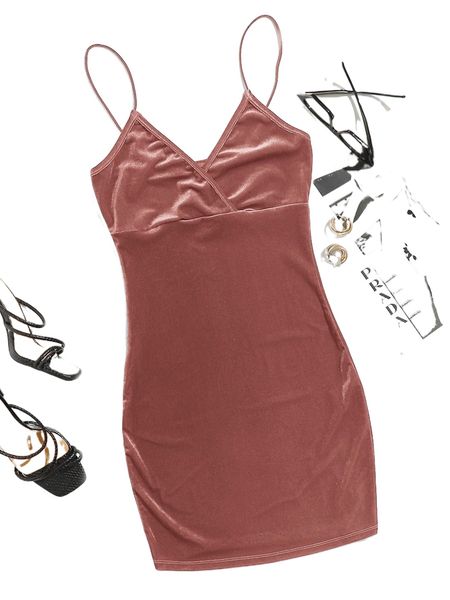 

solid velvet bodycon dress l3nn#, Black;gray
