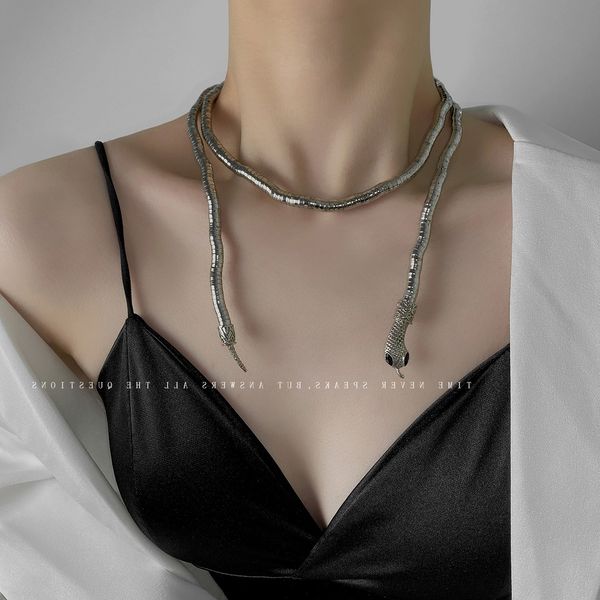

lockets necklaces jewelry halloween snake necklace exaggerated personality design adjustable shape collar, Silver