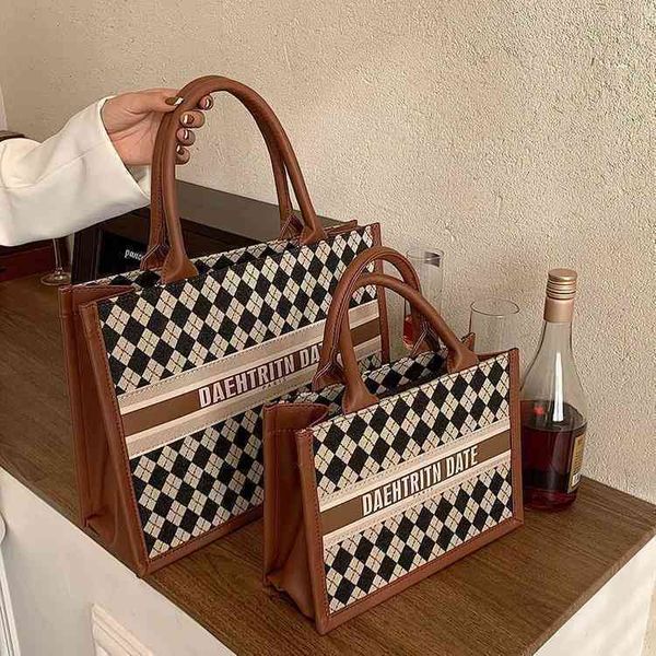 

50% off outlet online wholesale net red female fashion one shoulder tote autumn and winter checkerboard portable bag