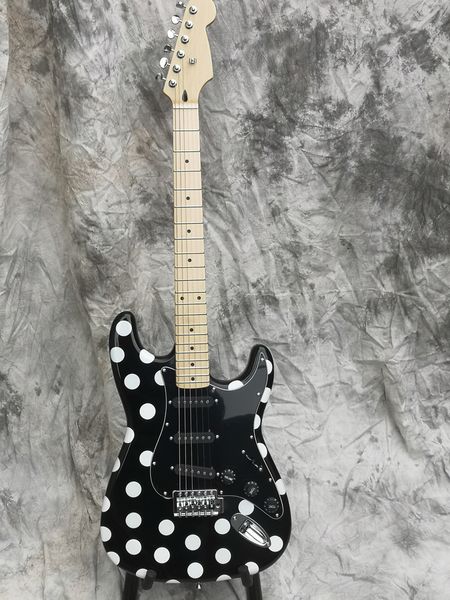 

ms electric guitar black white polka dot maple neck maple fingerboard wave point black