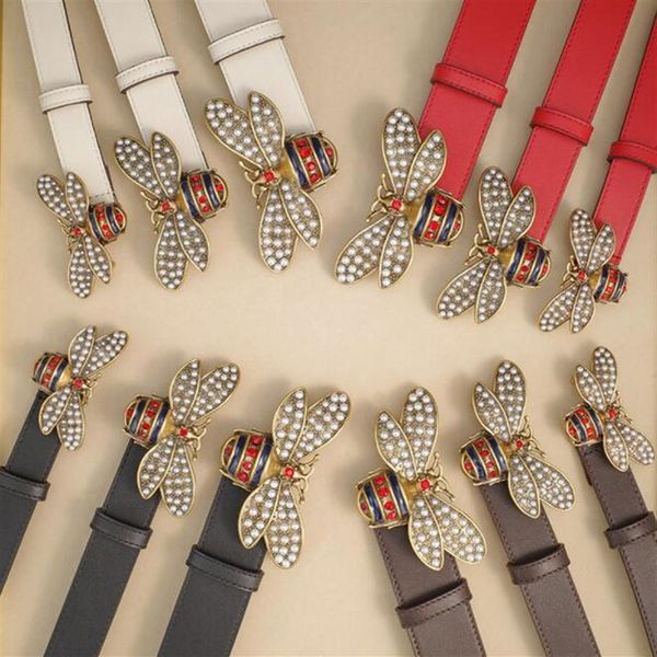 

luxury designer belt bee needle buckle fashion genuine leather women belts men letter waistband 2.5 3.0 4.0cm add box238y, Black;brown