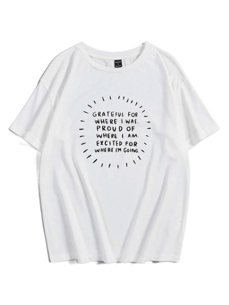 

x elizabeth graham slogan graphic round neck tee p6lt#, White