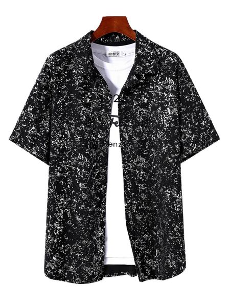 

men 1pc random graphic print shirt g596#, White;black