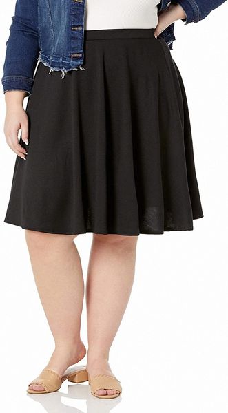 

vixen women's plus-size knee length full skater skirt f0en#, Black;gray