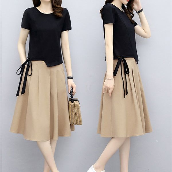 

casual dresses cotton linen dress women's summer 2022 temperament foreign style small suit two-piece skirt vsqp, Black;gray