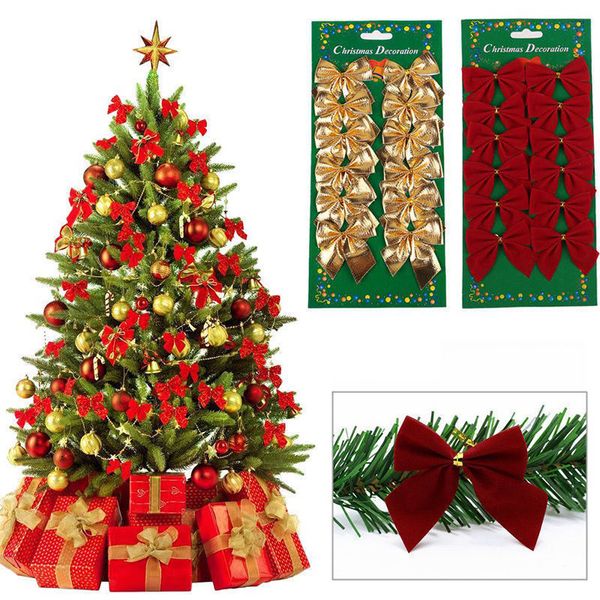 12pcs arcos de natal decorações penduradas douradas prateado arco de chavão enfeites enfeites de arrast de natal navidad kerst decoração