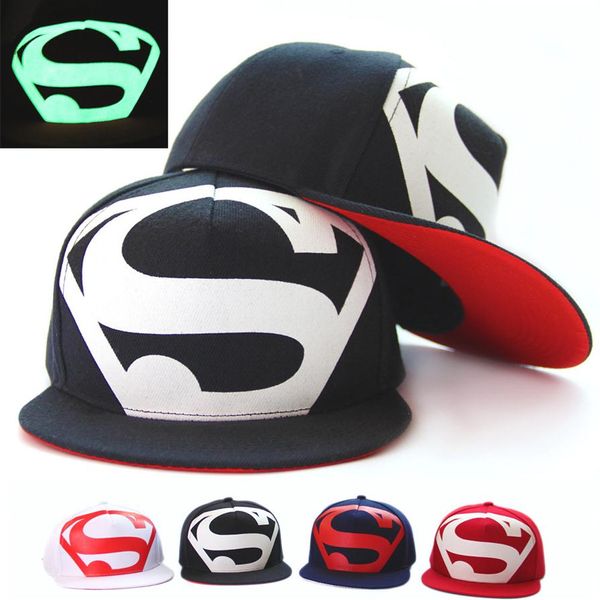 

luminous fluorescent cap superman's hat hip hop in the hip-hop cap flat summer hat baseball cap182n, Blue;gray
