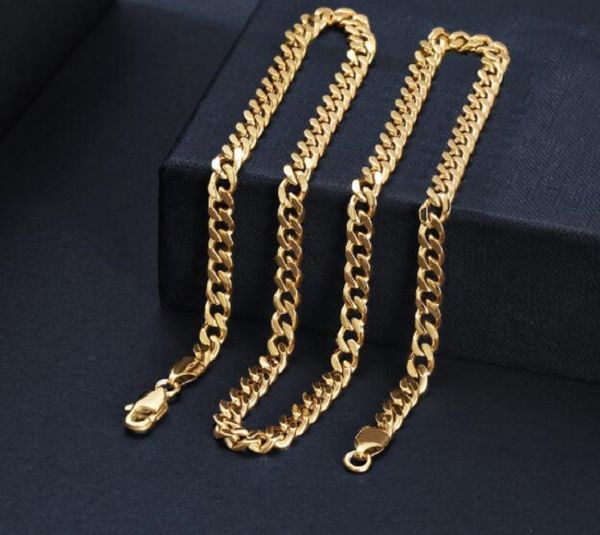 

18k gold plated chains cuban 5mm necklace for men, Silver