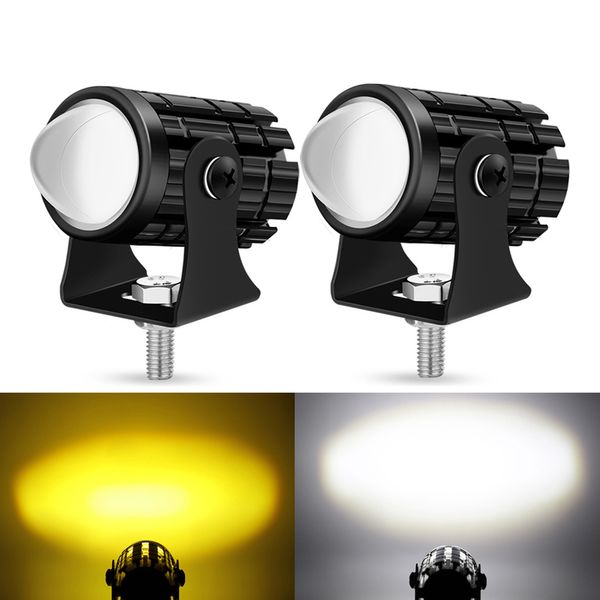 Motorrad LED Scheinwerfer Externe lampe Projektor Objektiv Dual Farbe ATV Roller Fahren Für Racer Licht Hilfs Scheinwerfer Lampe Auto