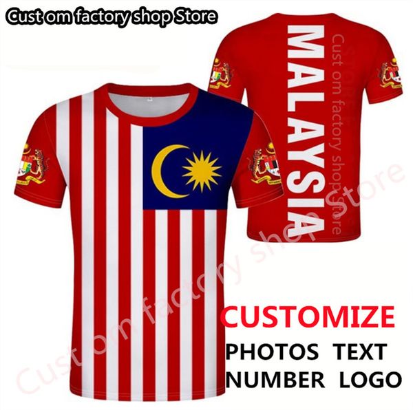 Malásia t camisa diy livre feito sob encomenda nome número mys camiseta nação bandeira meu malaio malaio país faculdade impressão po roupas 220609