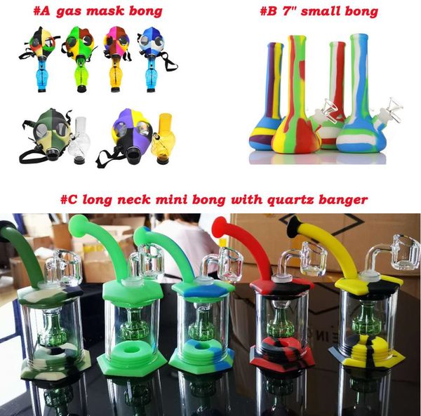 Silicone pequeno bongo percoladores perc removíveis tubulações de água reta colorido portátil Dobrável Dobrável Dobrável Bongo Bongo de Água de Silicone