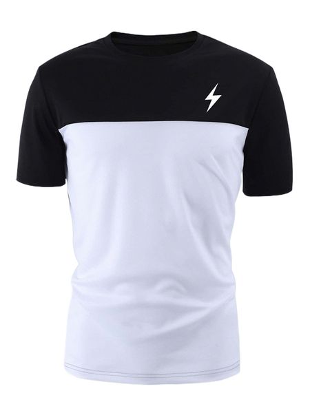 

men graphic colorblock tee 3356#, White;black