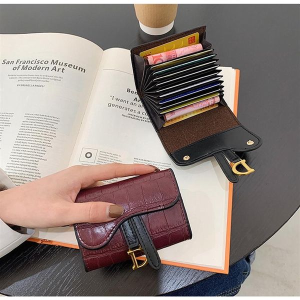 

purses fashion new simple square card holder black color lady wallet multi-function multi-card bag wallets249f, Red;black