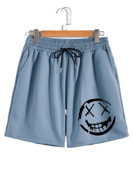 

men expression print drawstring waist shorts d6uw#, White;black