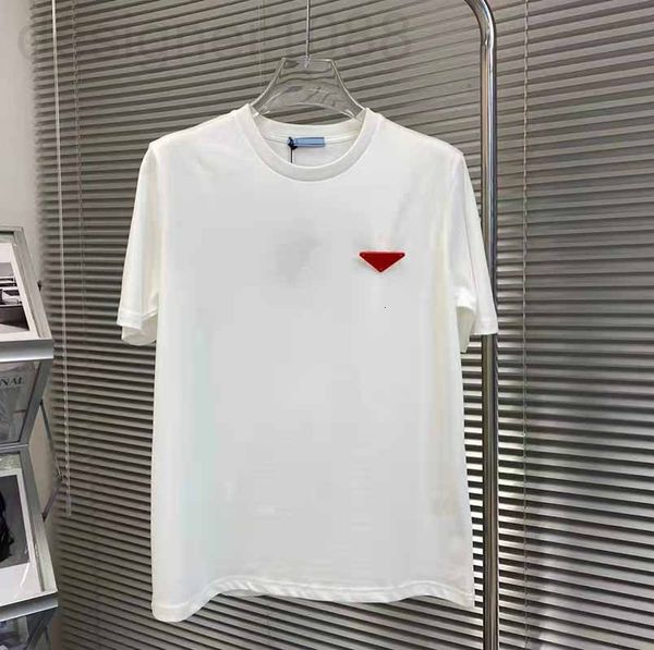 

women's t-shirt designer 2022 summer new p family short sleeve triangle pattern versatile simple men's and women's same high-, White