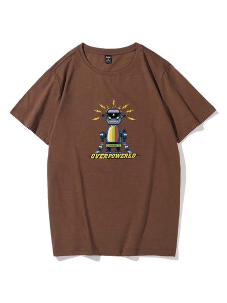 

romwe guys robot print tee a9co#, White;black