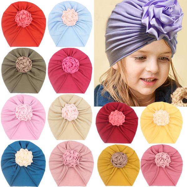 

m473 infant baby rose flower hat caps beanie elastic soft cap kids babies turban hats, Yellow