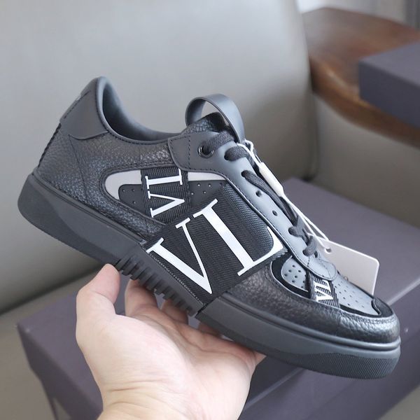 

2022ss men's and women shoes luxury designer brand original ribbon lychee pattern cowhide with box dust bag, Black