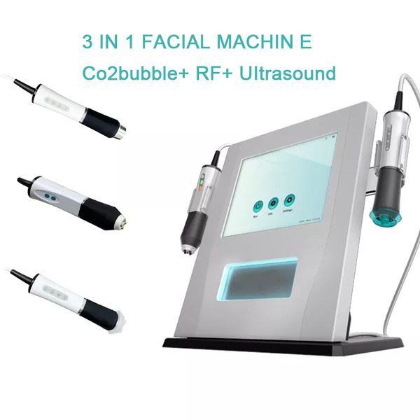 Gun de mesoterapia 3 em 1 oxigênio Bubble Oxigenação RF Ultrassom Máquina Esfoliação Infoliação Bolha de CO2 para rejuvenescimento da pele LIMPENTO FACIAL