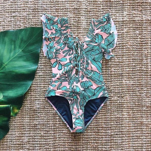 

arrival swimsuit polka dot women swimwear floral monokini ruffle bathing suit bodysuit beach y200824, White;black