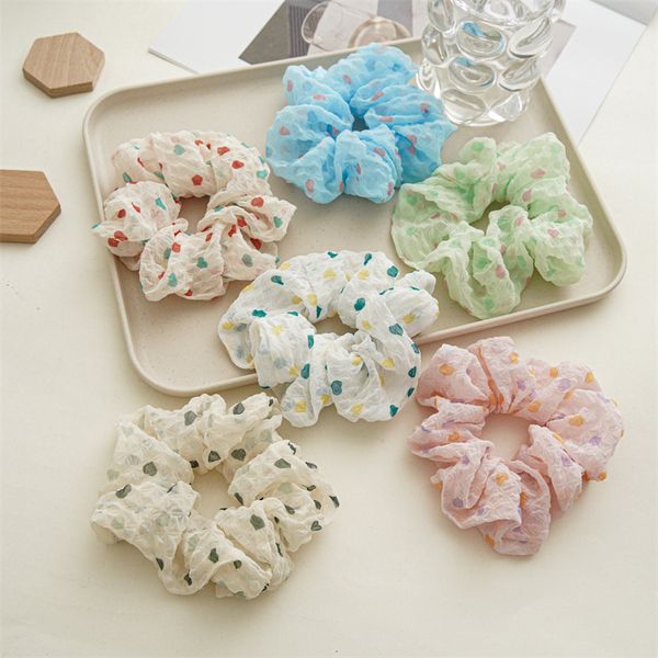 Summer New Style Color Dot Departamento Grande Scrunchies de cabelo elástico para meninas doces super fadas pequenos cabelos frescos acessórios