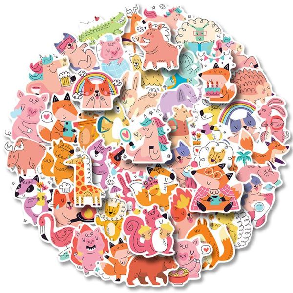 Envoltório de presente 50 pcs animais bonitos adesivos cor-de-rosa para cadernos scrapbook kscraft adesivo de laptop estética scrapbooking material artesanato material suprimentos