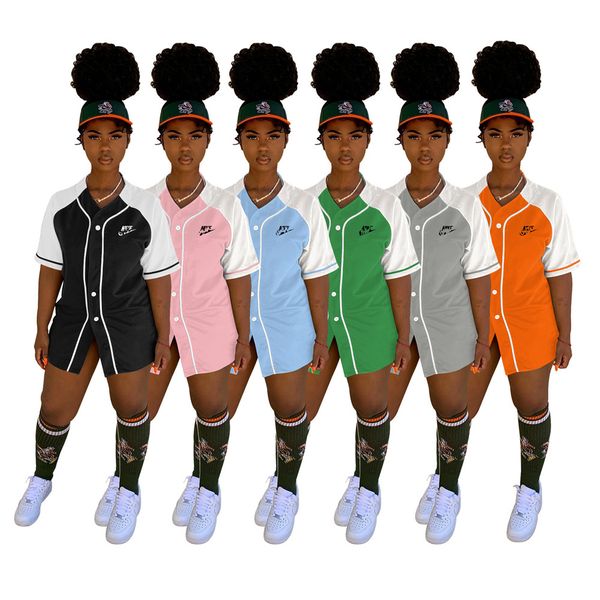 

designer letter t-shirt women's long single breasted sports coat cardigan patchwork short sleeve summer tees fashion female clothing p, White