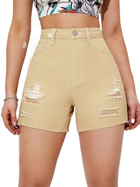 

high waisted ripped shorts x905#, White;black