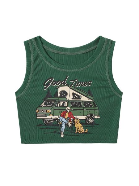 

romwe x frmlsstudio letter skull & dog graphic ribbed tank u29o#, White