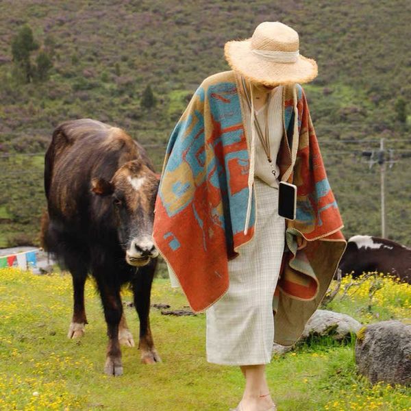 

shawl shawls grassland inner mongolia p o chaka salt lake tourism outdoor vacation cloak wool warm cashmere, Blue;gray