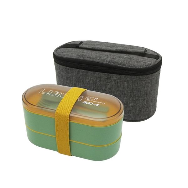 Lunchbox für Kinder, mikrowellengeeignet, 800 ml, auslaufsicher, umweltfreundlich, japanischer Stil, Bento-Lunchbox mit Tasche, tragbare Schul-Lunchbox 201015