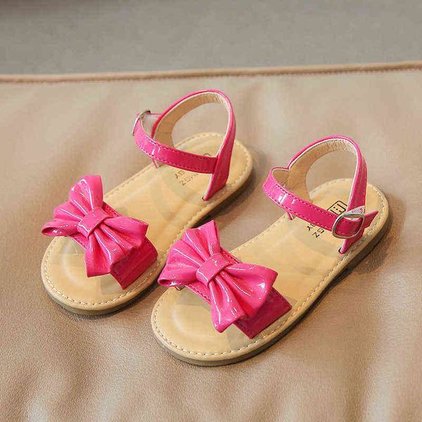 

capsella kids girls butterfly-knot hook & loop beach sandals summer children girls non-slip patent leather shoes size 21-30 g220523, Black;red