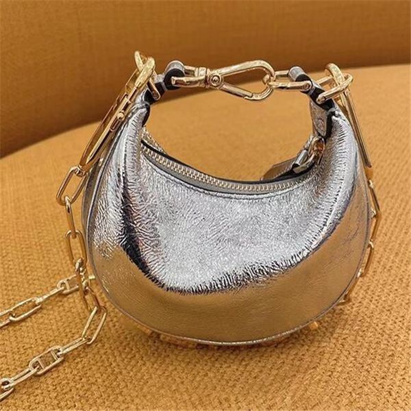 

half moon women handbag luxury designer mini bags 4 colors leisure travel chain tote bag leather metal letters fashion shoulder bag wallet