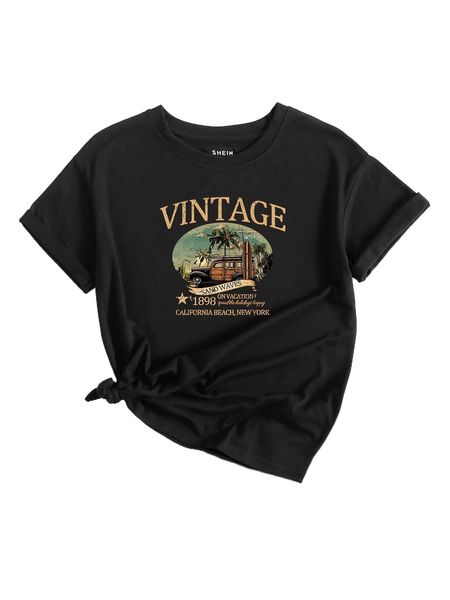 

car and letter graphic tee l6p9#, White