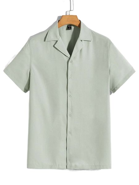 

men lapel neck button front shirt e3ib#, White;black