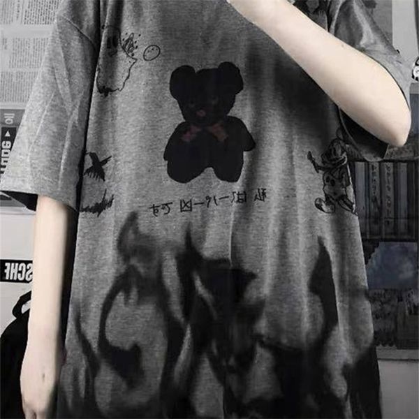 

black japan t shirt loose summer oversize t shirt women clothing harajuku punk short sleeves tee hip hop tshirt for girl 220530, White