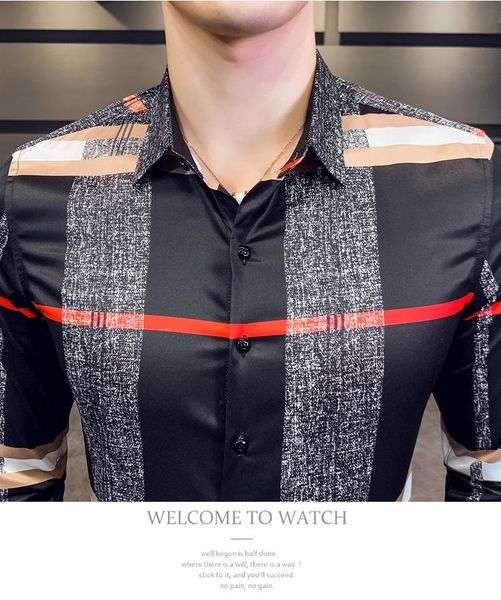 

designers mens dress shirts business fashion casual classic long sleeve shirt brands men spring slim fit chemises de marque clothing stylist, White;black