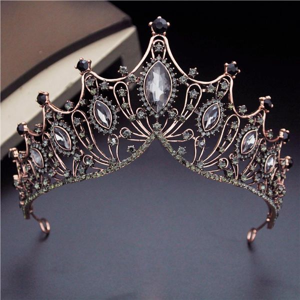 Clip per capelli Barrette vintage Rinestone Crystal Metal Tiaras e corone Nove Nove No. Gioielli a corona Principessa Diadema Ornamenti Black Black