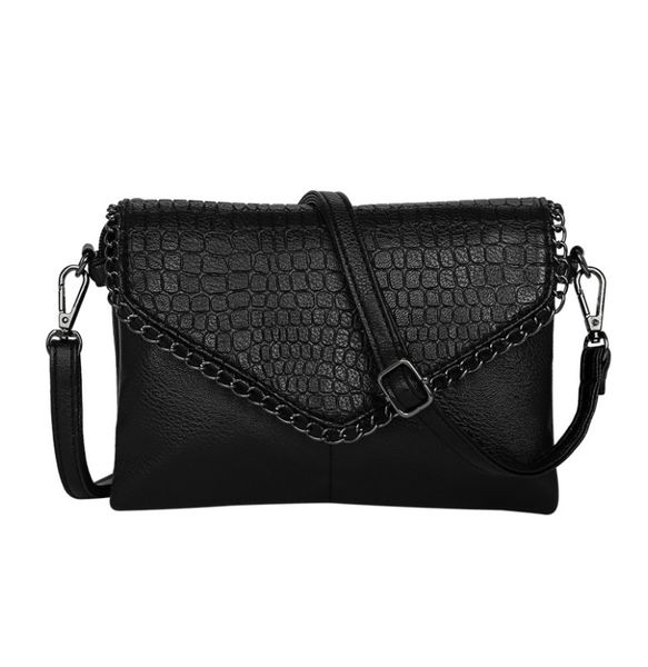 

new casual crossbody bag female messenger bags black pu leather women's shoulder bags chain women envelope clutch purses