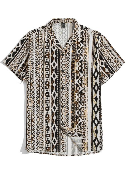 

men all over print shirt c8n9#, White;black