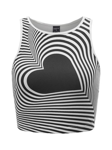 

x crutledgedesign heart & striped print tank 03pe#, White