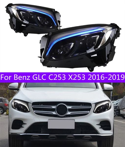 

auto led headlights for benz glc c253 x253 2016-2019 front head lights daytime running light angel eyes